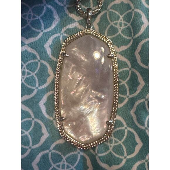 Kendra Scott Long Gold Rae Necklace Adjustable Chain Ivory Mother Of Pearl - Picture 5 of 8